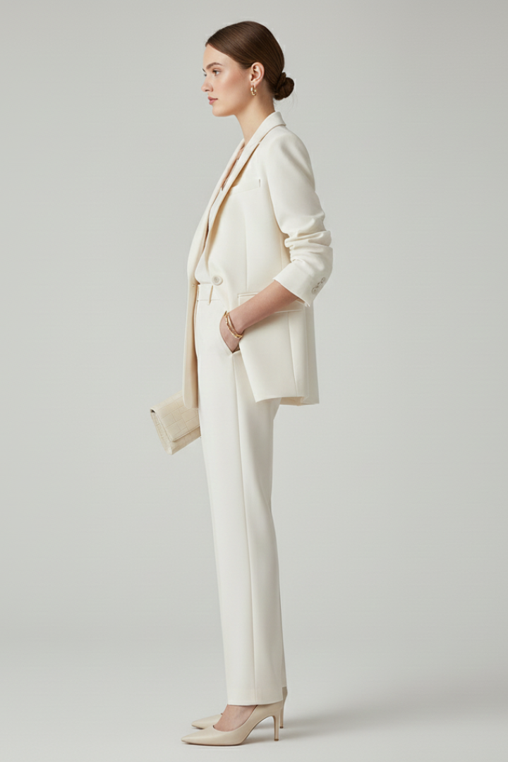 Clavera™ | Women's Blazer Set with Straight-Leg Trousers