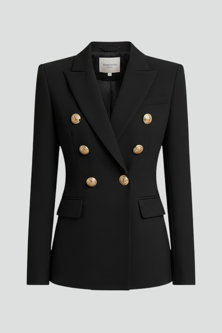 Women’s Double-Breasted Blazer with Gold-Tone Button Details
