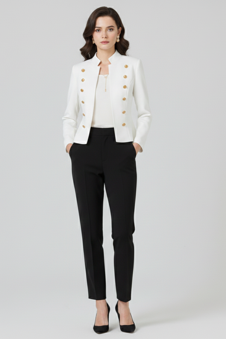 Jemaine™ | Stand Collar Blazer with Button Detailing