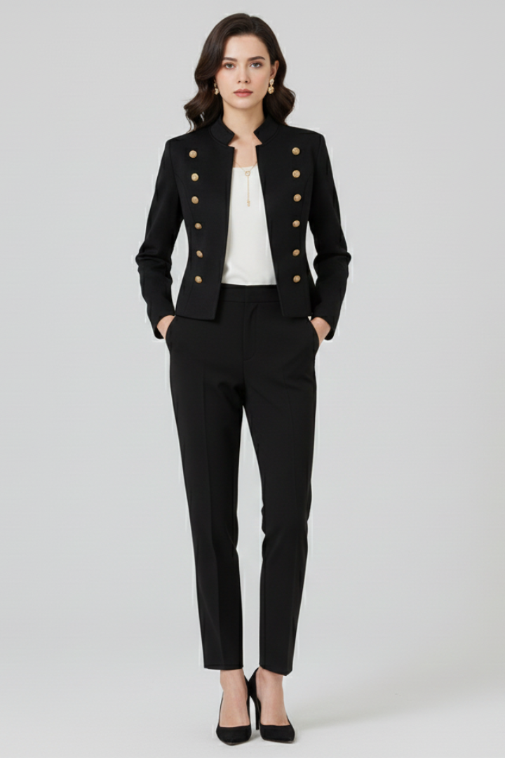 Jemaine™ | Stand Collar Blazer with Button Detailing
