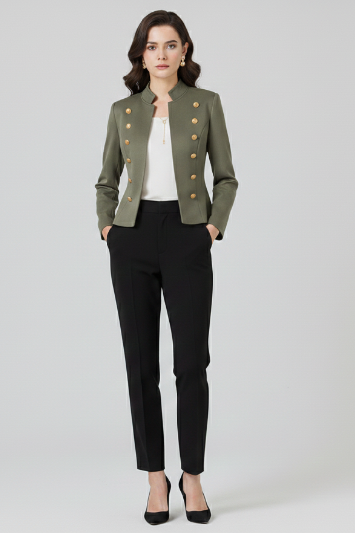 Jemaine™ | Stand Collar Blazer with Button Detailing