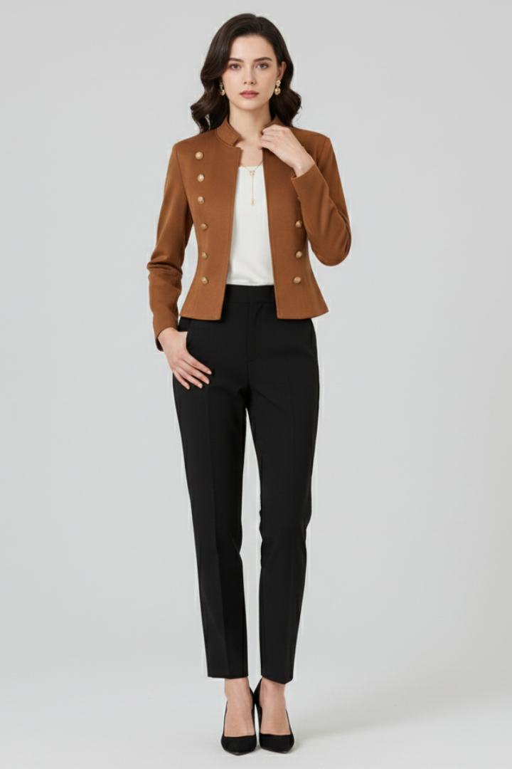 Jemaine™ | Stand Collar Blazer with Button Detailing