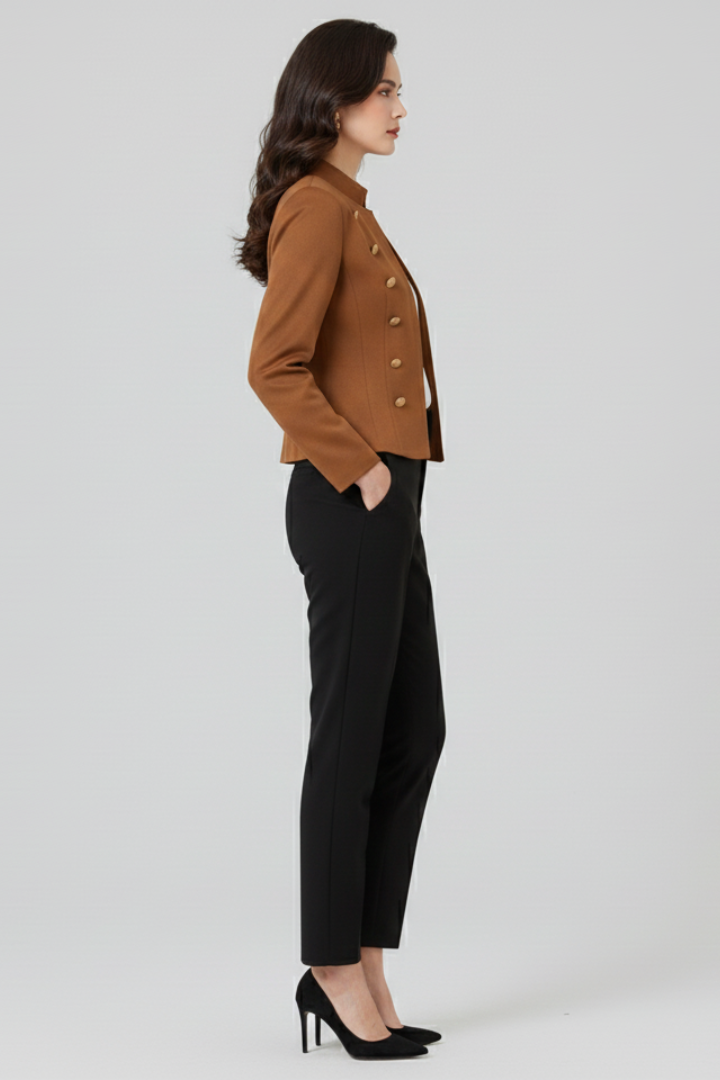 Jemaine™ | Stand Collar Blazer with Button Detailing