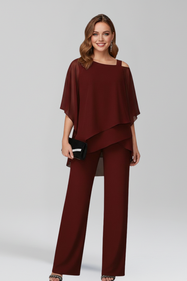 Women’s Cold-Shoulder Flowing Wide-Leg Jumpsuit