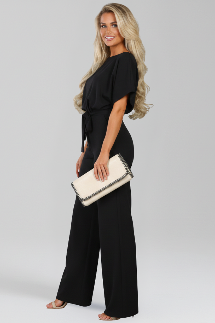 Women’s Tie-Belt Wide-Leg Classic Jumpsuit