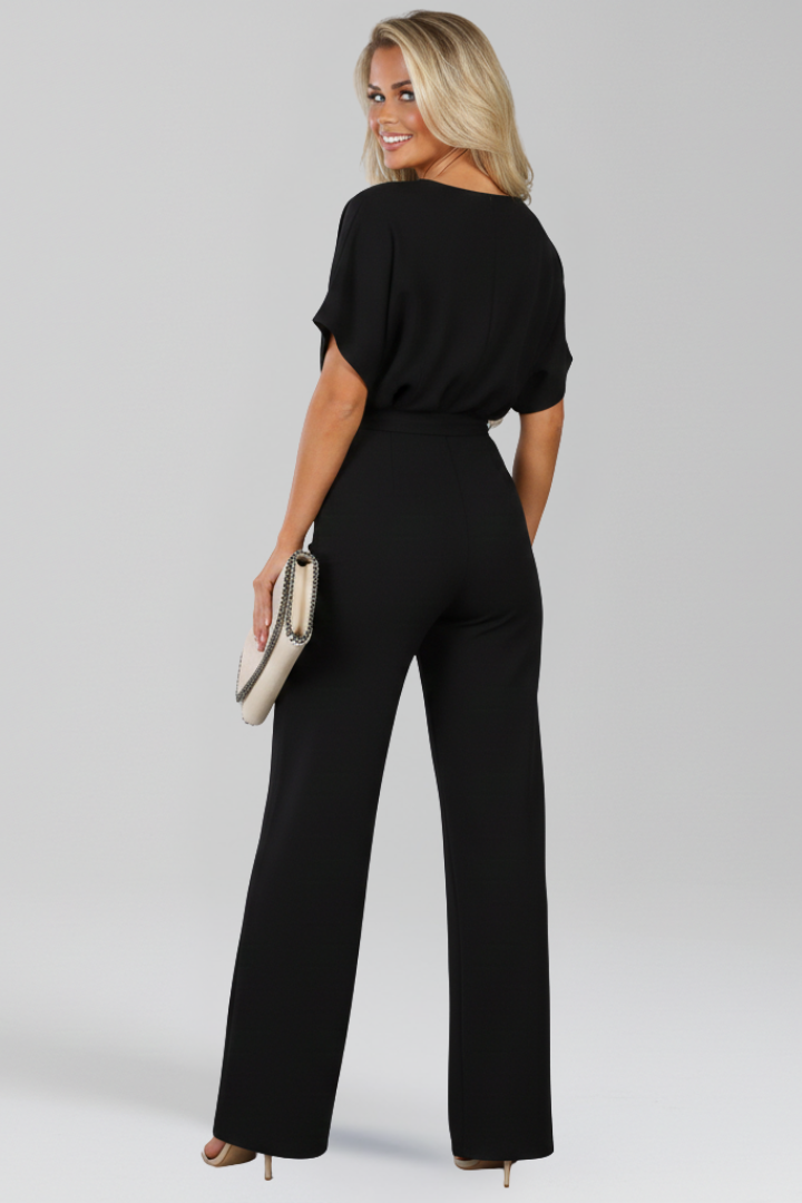Women’s Tie-Belt Wide-Leg Classic Jumpsuit