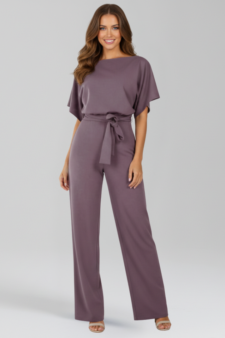 Women’s Tie-Belt Wide-Leg Classic Jumpsuit