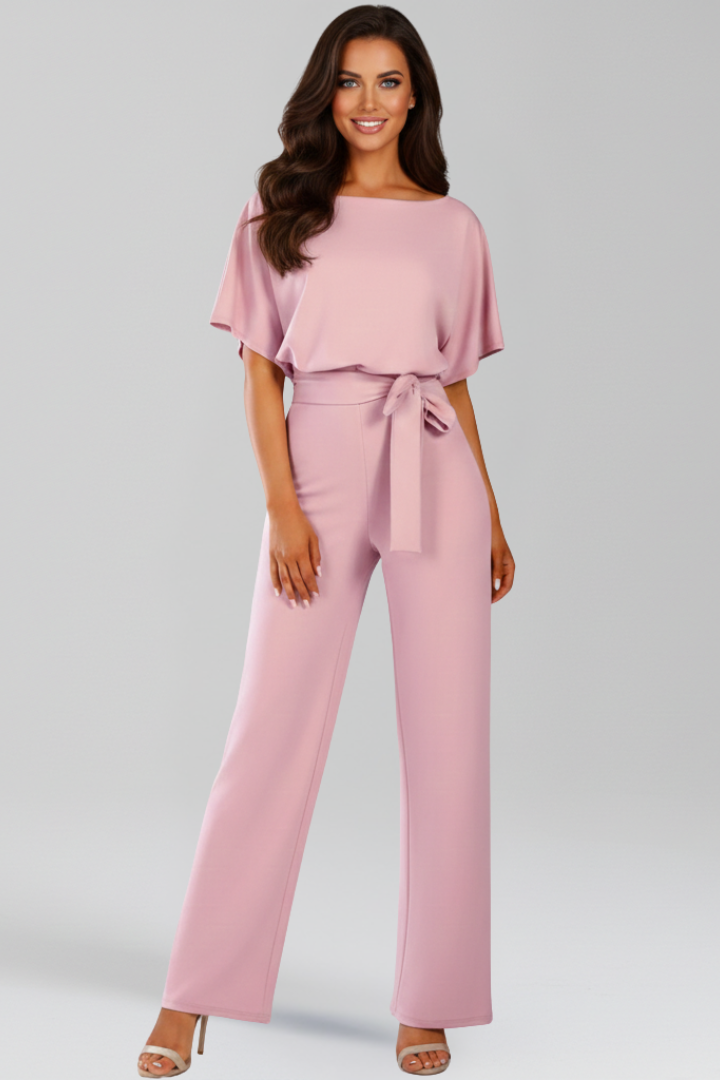 Women’s Tie-Belt Wide-Leg Classic Jumpsuit