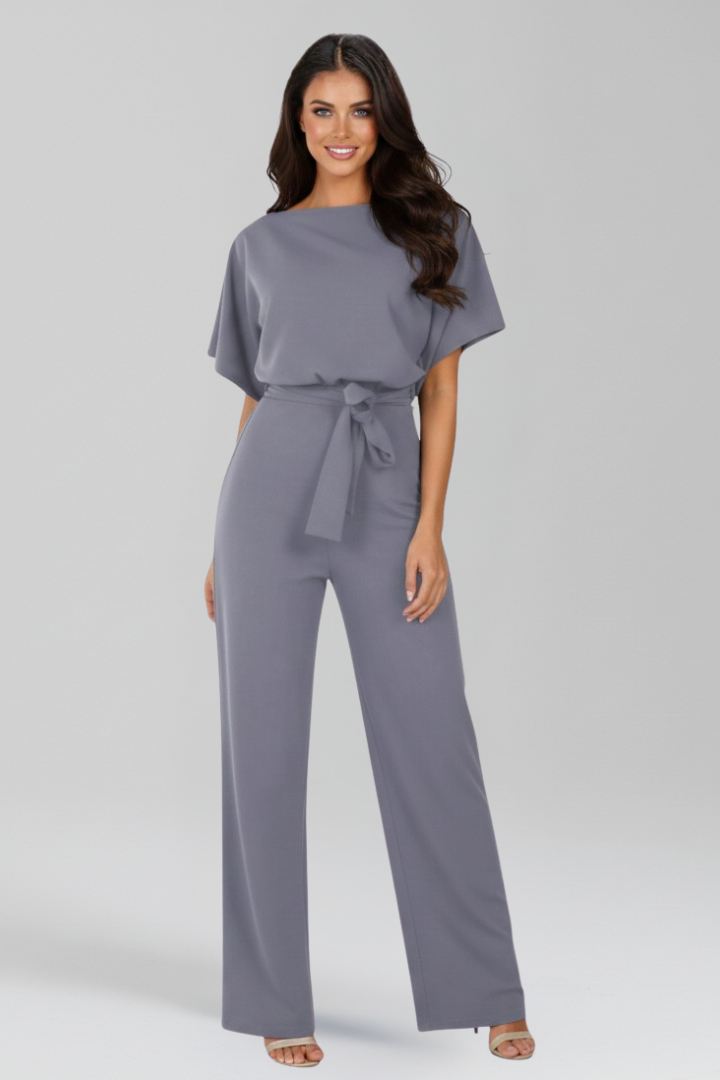 Women’s Tie-Belt Wide-Leg Classic Jumpsuit