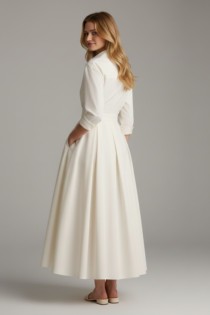 Women’s Button Front Collared Midi Dress