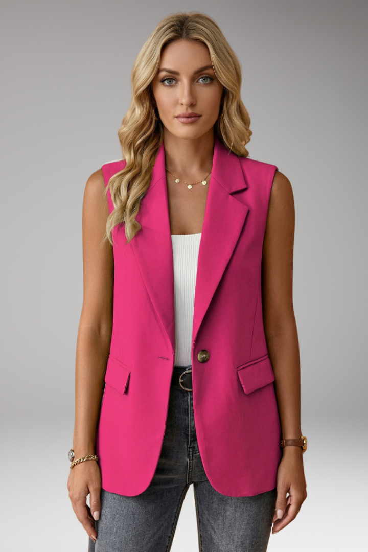 Blanchford™ | Sleeveless Blazer Vest with Notch Collar and Flap Pockets