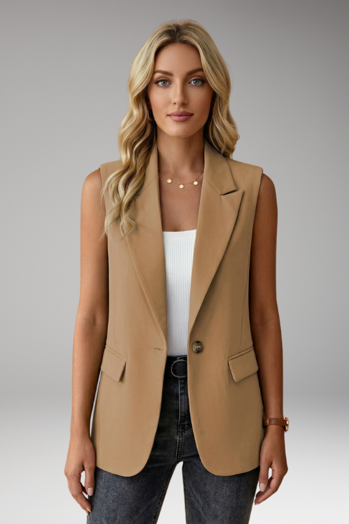 Blanchford™ | Sleeveless Blazer Vest with Notch Collar and Flap Pockets