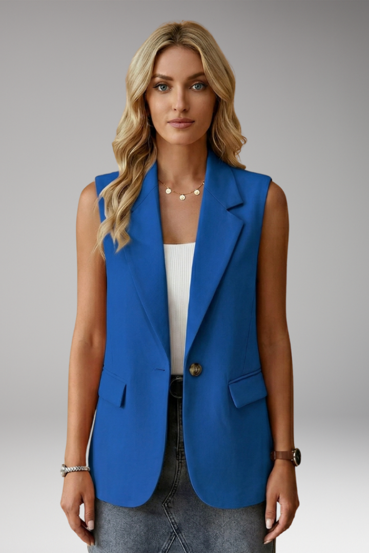 Blanchford™ | Sleeveless Blazer Vest with Notch Collar and Flap Pockets