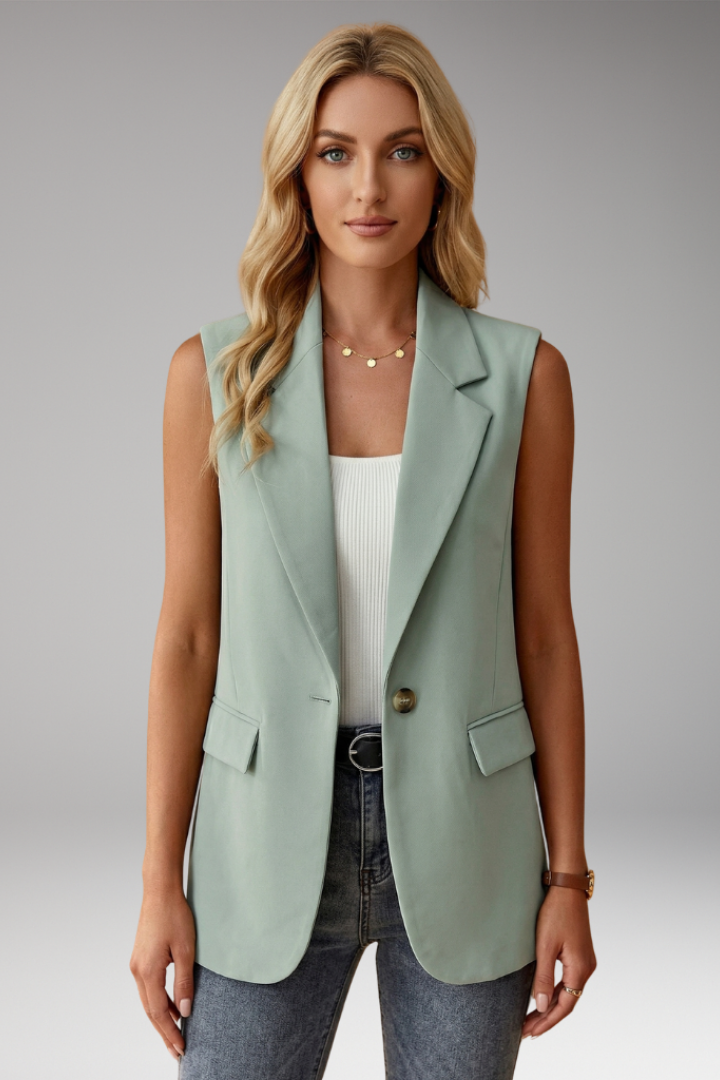 Blanchford™ | Sleeveless Blazer Vest with Notch Collar and Flap Pockets