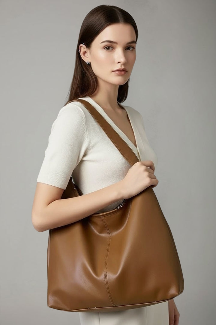 Women’s Classic Tote Bag with Faux Outer and Large Inner Pocket