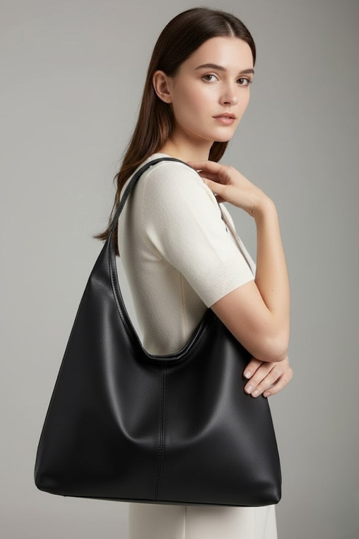 Women’s Classic Tote Bag with Faux Outer and Large Inner Pocket