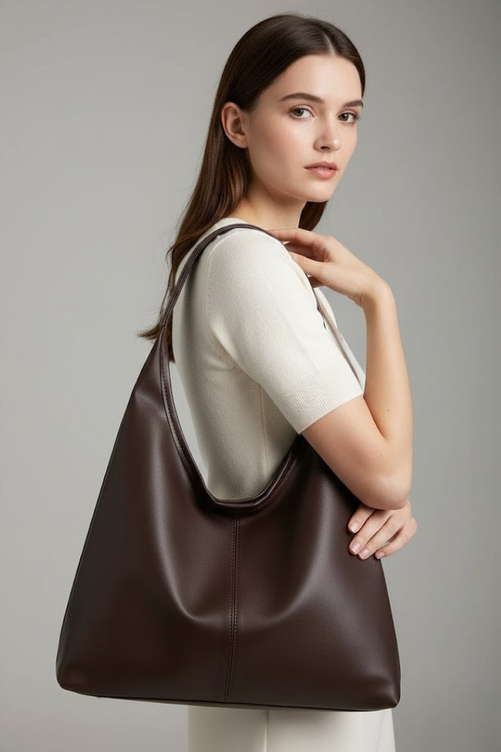 Women’s Classic Tote Bag with Faux Outer and Large Inner Pocket