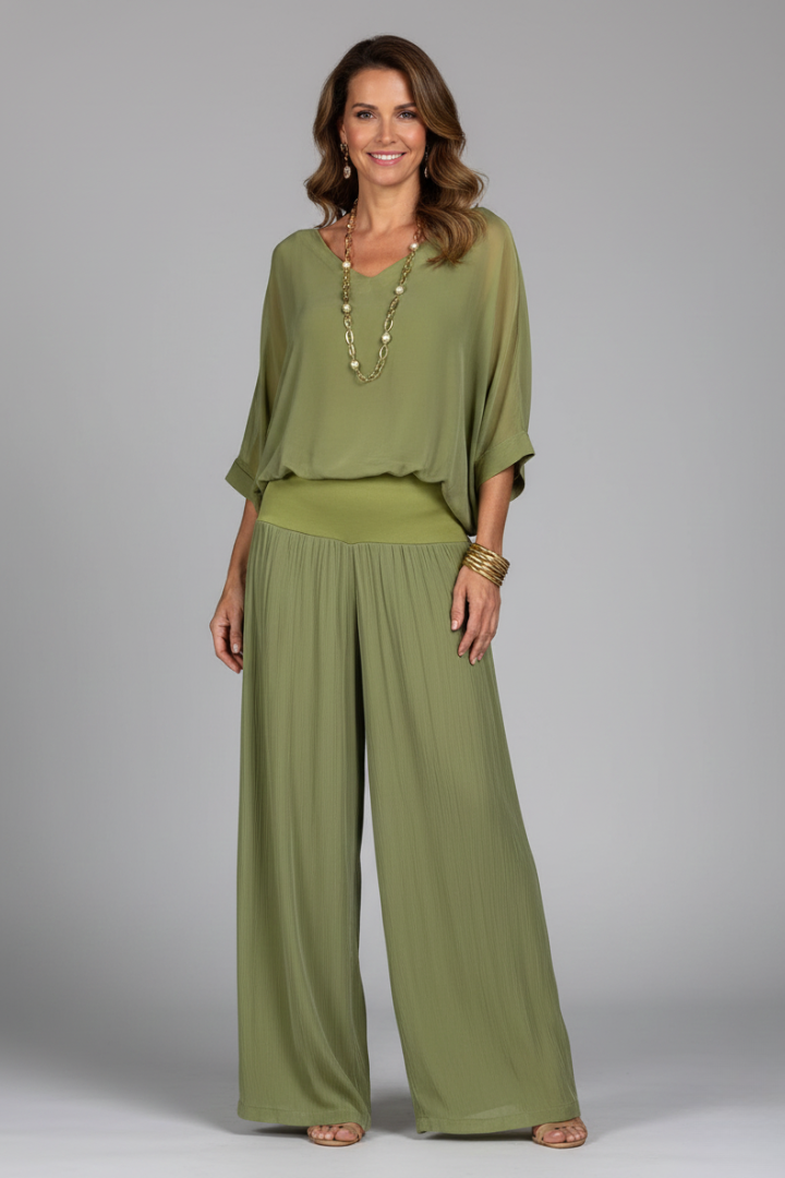 Women’s Chiffon Two-Piece Wide-Leg Set