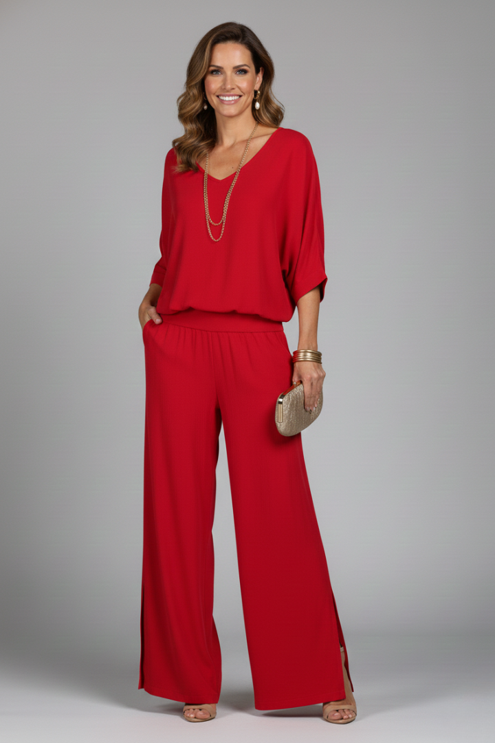 Women’s Chiffon Two-Piece Wide-Leg Set