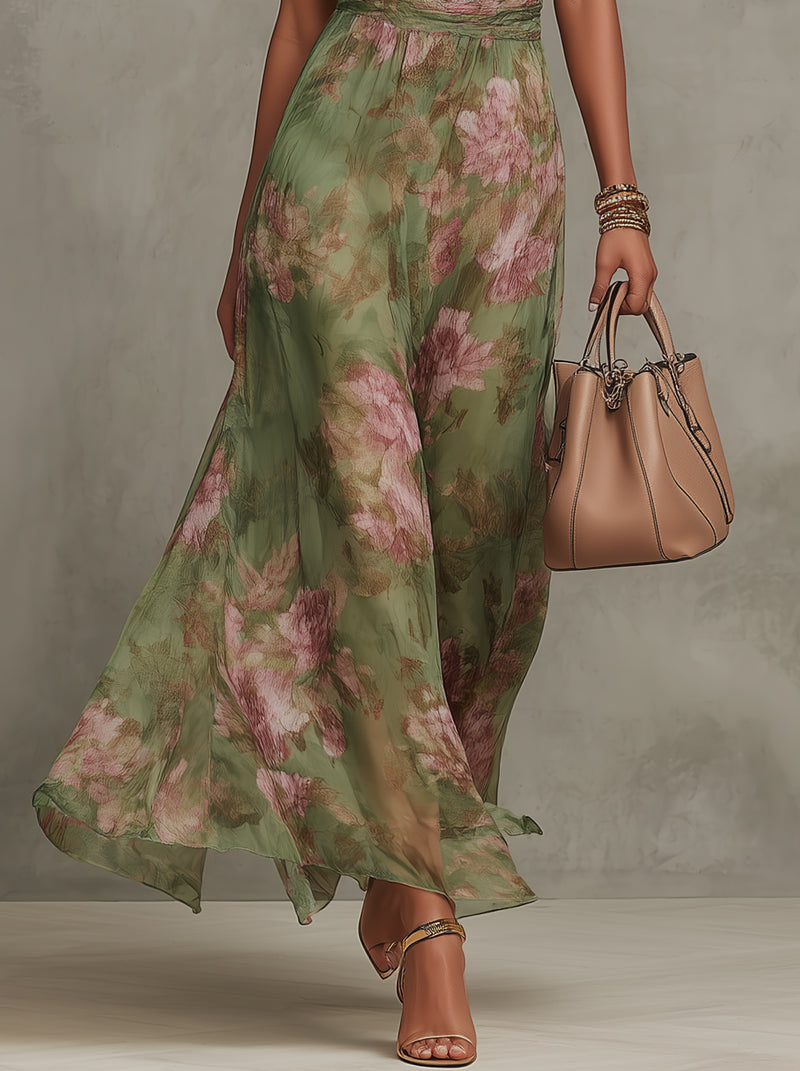 Marianne | Floral Chiffon Halter-Neck Maxi Dress