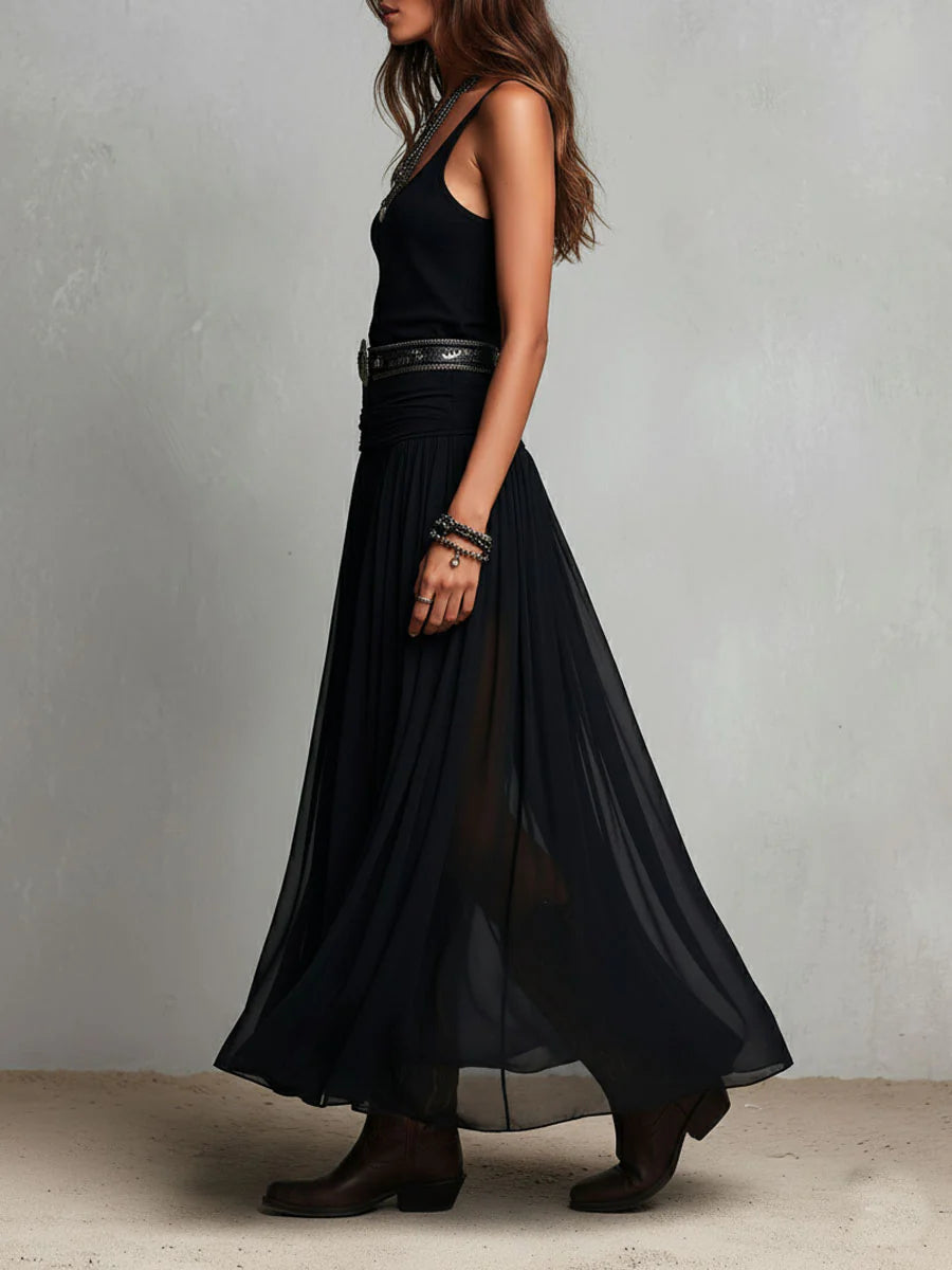 Paloma™ | Sleeveless Tank Top with Sheer Maxi Skirt Dress