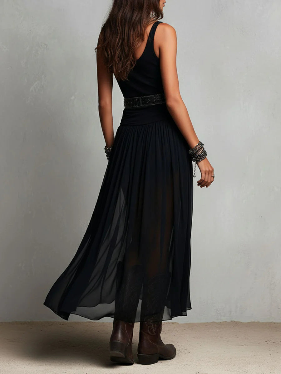 Paloma™ | Sleeveless Tank Top with Sheer Maxi Skirt Dress