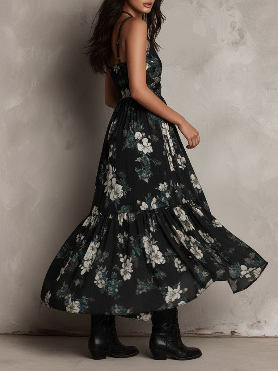 Beatrix™ | Bohemian Floral Print Irregular High-Low Maxi Dress