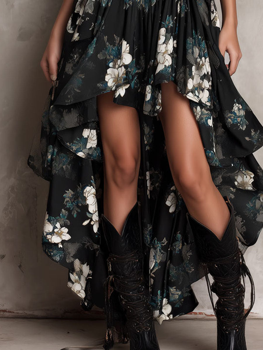 Beatrix™ | Bohemian Floral Print Irregular High-Low Maxi Dress