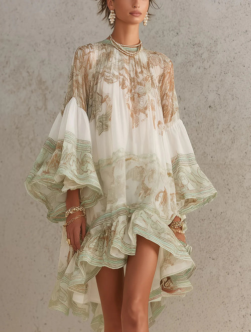 Eloise™ | Ruffle-Hem Flounce Sleeve Mini Dress