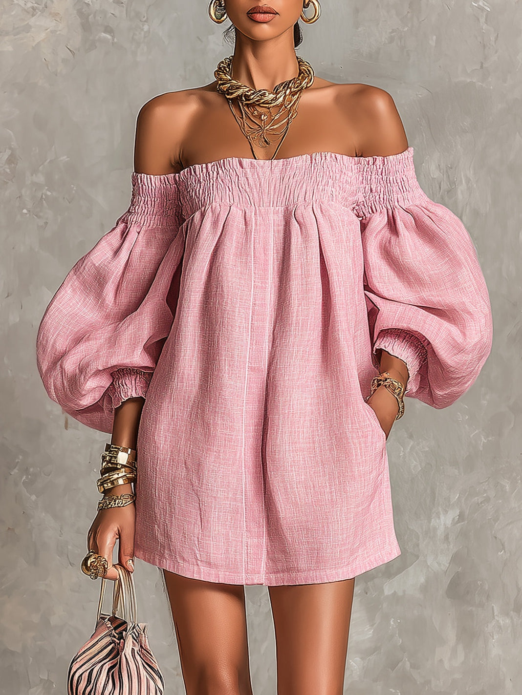 Sylvara™ | Off-Shoulder Puff Sleeve Mini Dress