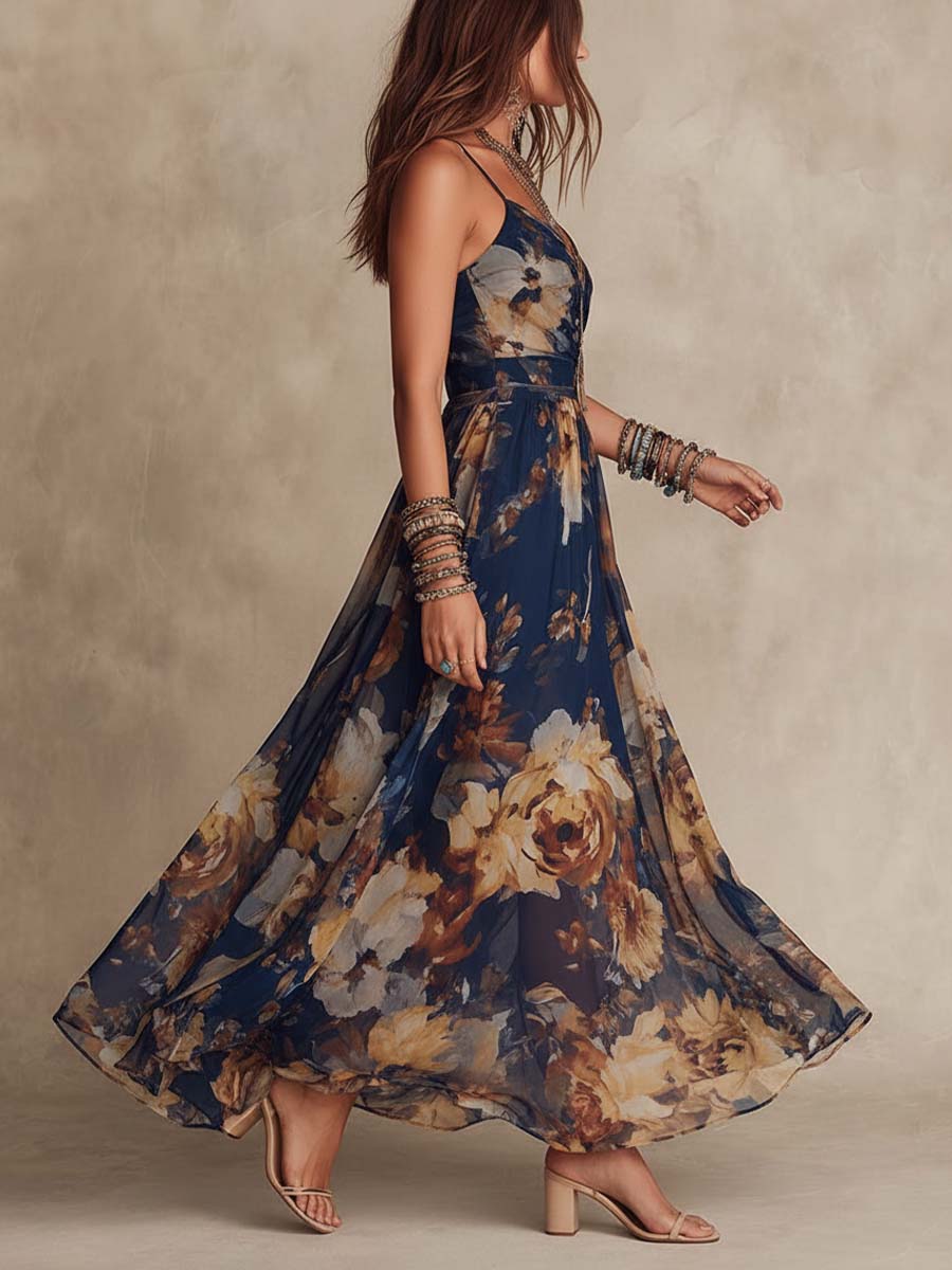 Ilaria™ | Painterly Floral Maxi Dress