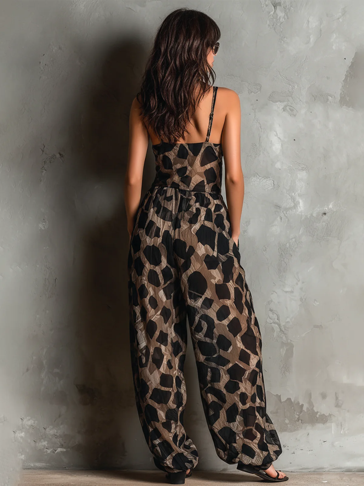 Brigitte™ | Animal Print Halter-Neck Loose-Fitting Wide-Leg Jumpsuit