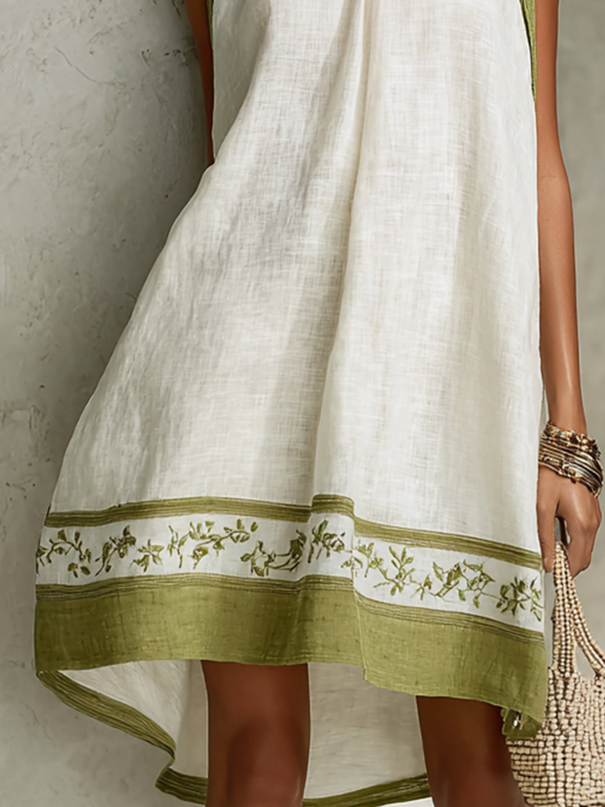 Sabrina™ | Floral Border Sleeveless Mini Trapeze Dress
