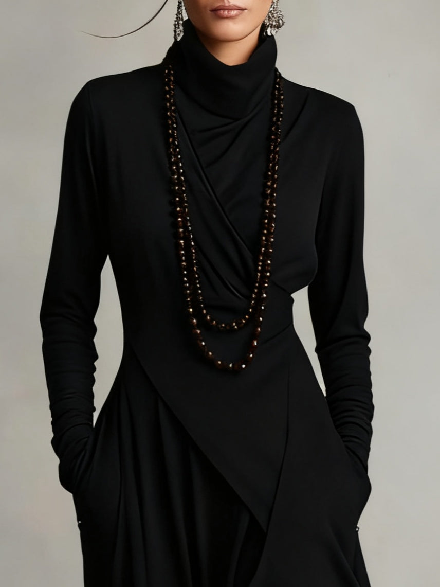 Ivelaine™ | Asymmetrical High-Neck Maxi Dress