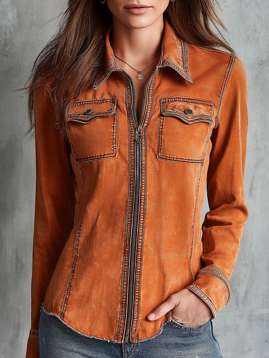 Burnley™ | Vintage Burnt Orange Utility Zip Jacket