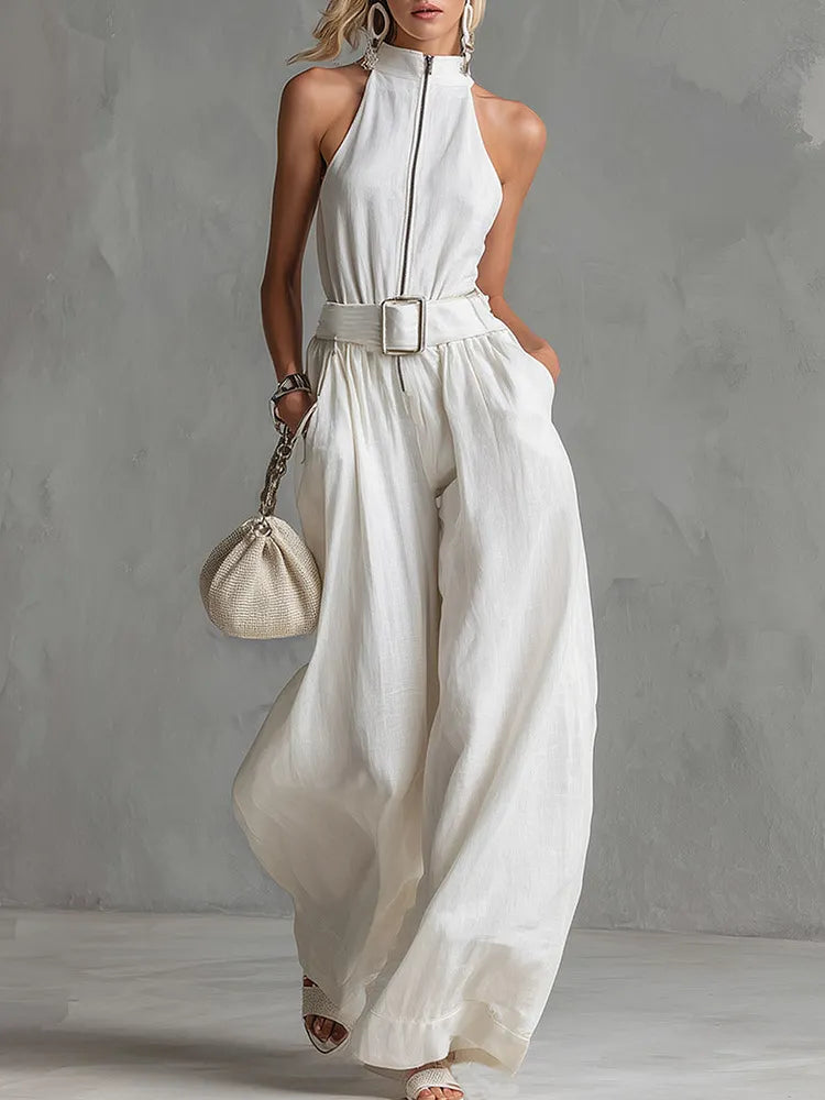 Monroe | Belted Wide-Leg Jumpsuit for Women