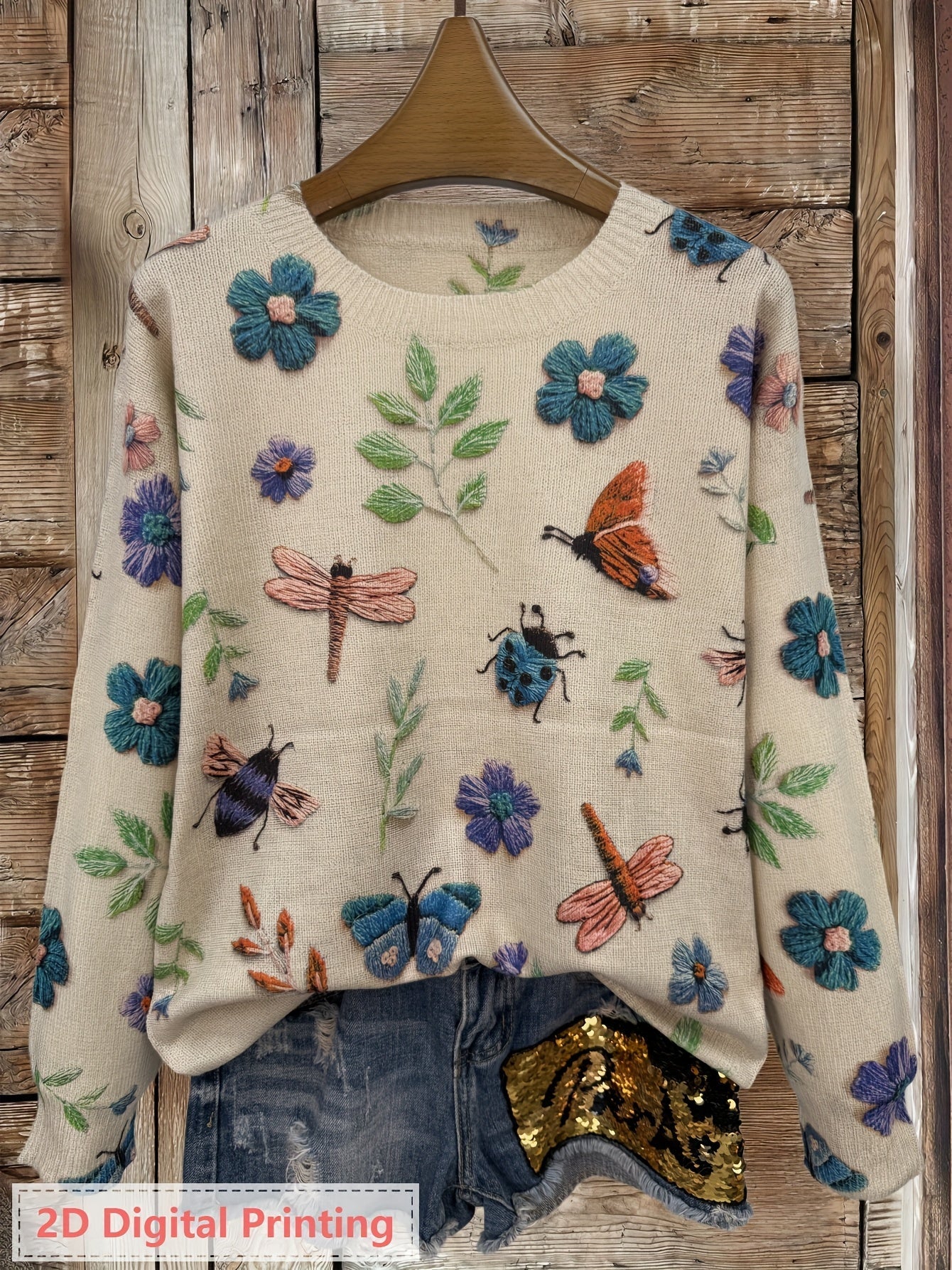 Esmé™ | Botanical Print Crewneck Sweater