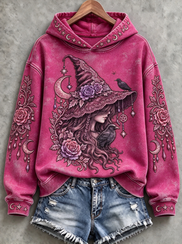 Women's Halloween Witch Print Sweatshirt