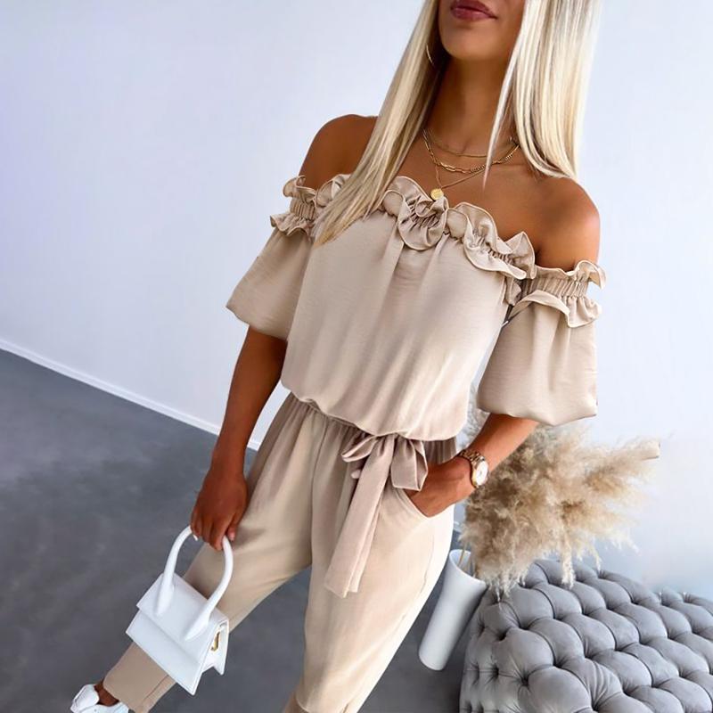 Rosalie™ | Chic Off Shoulder Frill Tie-Waist Jumpsuit