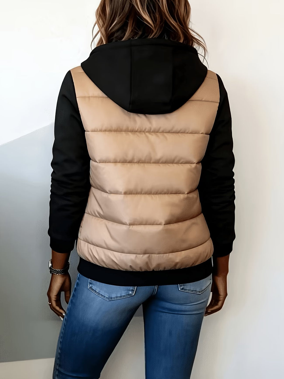 Estrelle™ | Hooded Puffer Jacket with Knit Sleeves