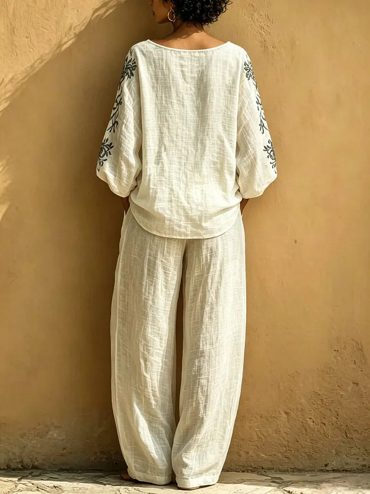 Tamsin™ | Ethnic-Art Top & Trouser Set