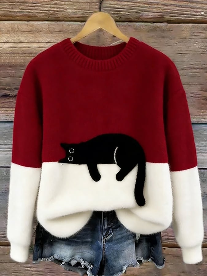 Darcie™ | Cat Print Oversized Sweater