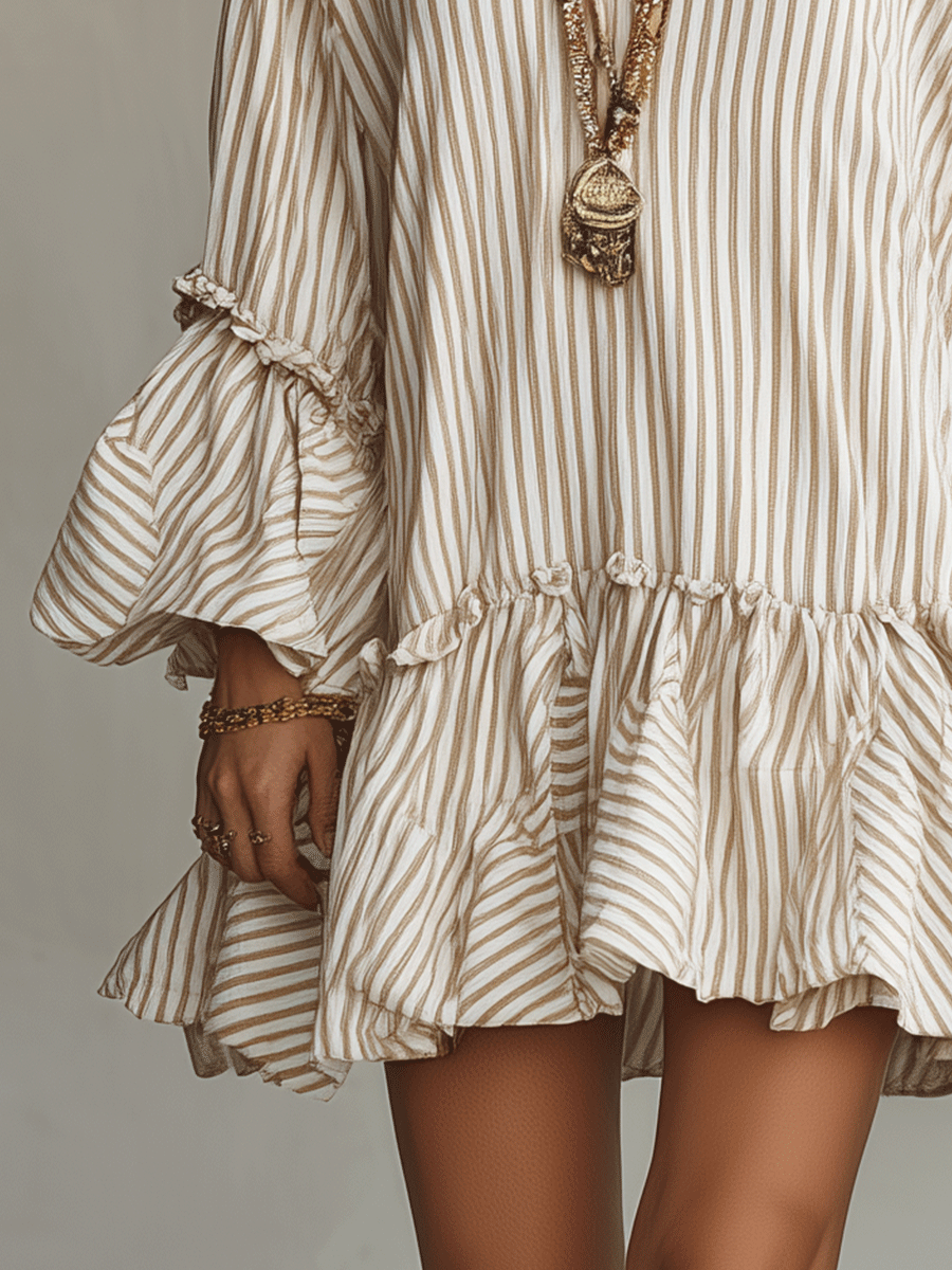 Rafferty™ | Striped Ruffled Boho Mini Dress