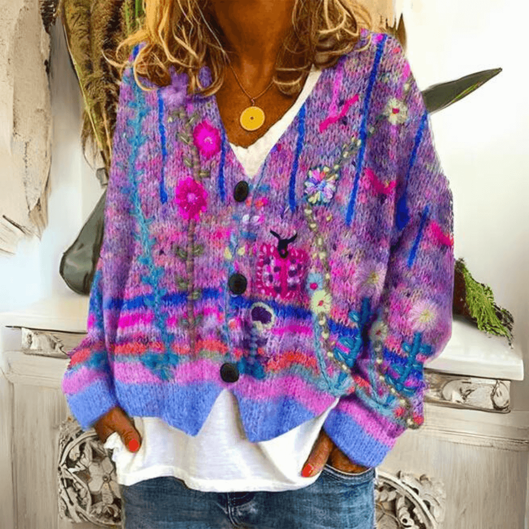 Marguerite™ | Embroidered Floral Knit Cardigan