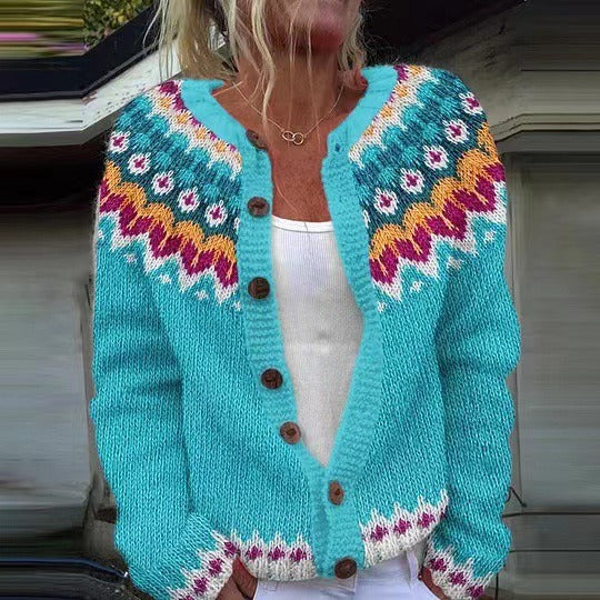 Tovana™ | Oversized Retro Button-Front Cardigan