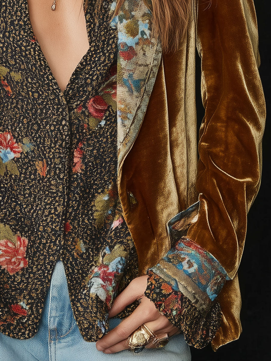 Amberly™ | Vintage Floral Patchwork Blazer