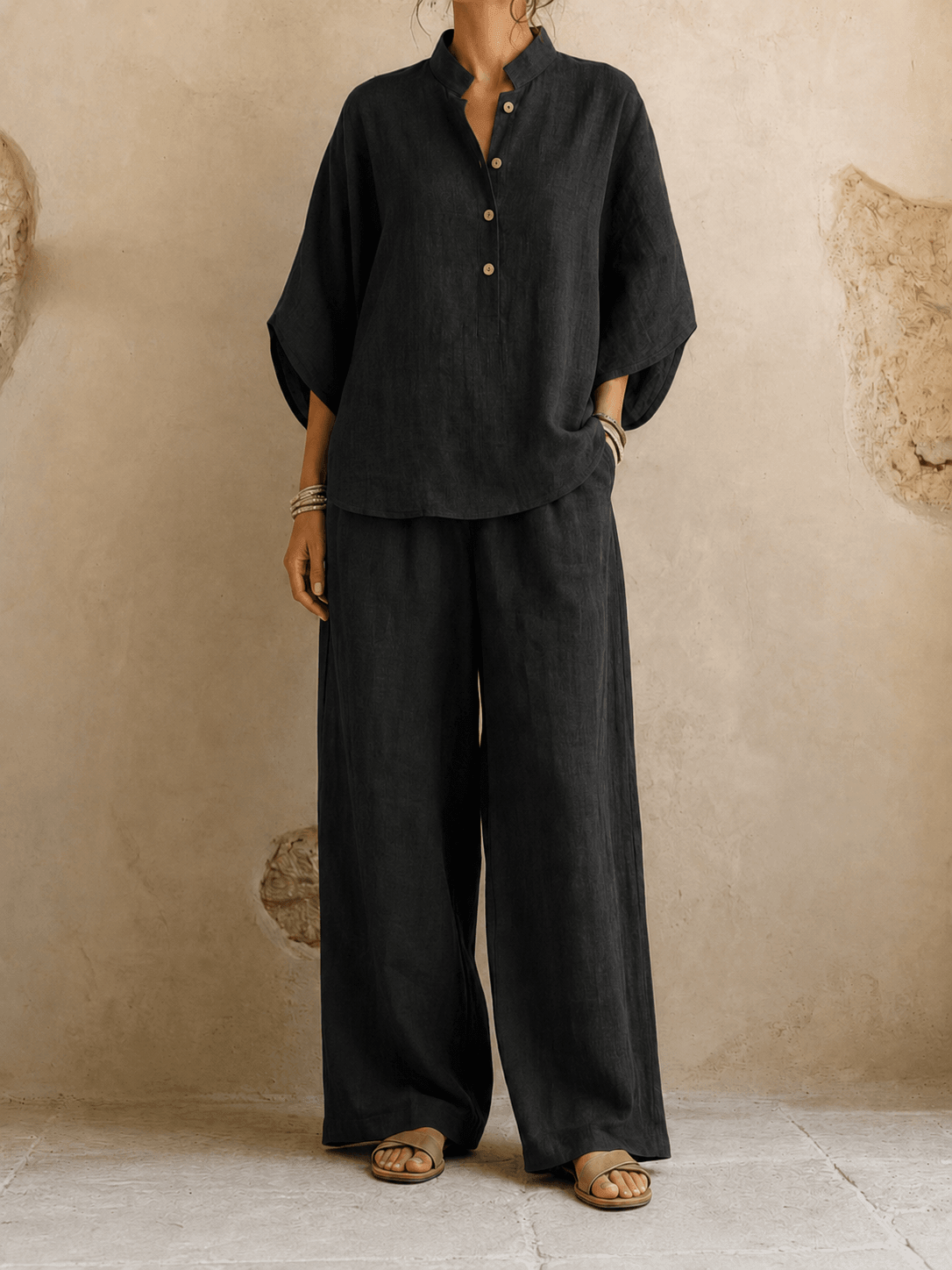 Annelies™ | Batwing Sleeve Top & Wide-Leg Pants Set