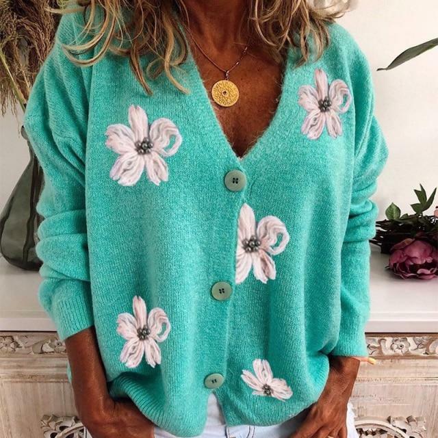Adalyn™ | Embroidered Floral Button Cardigan