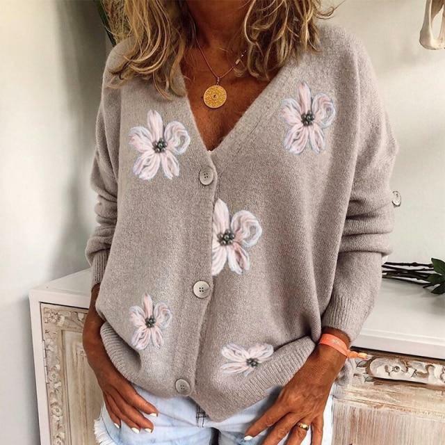 Adalyn™ | Embroidered Floral Button Cardigan