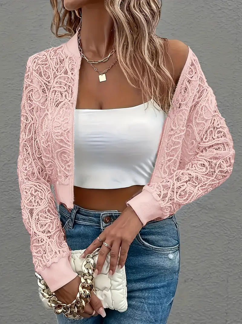 Eloise™ | Crop Lace Bomber
